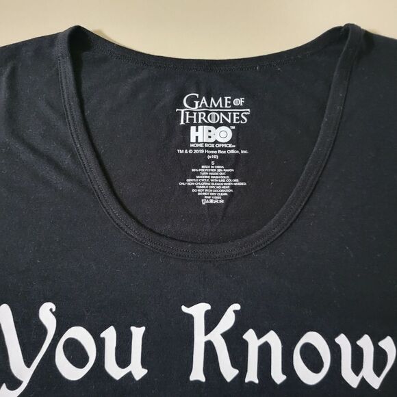 Game of Thrones Black Scoop-Neck You Know Nothing Jon Snow Short Sleeve Tee - Picture 6 of 12